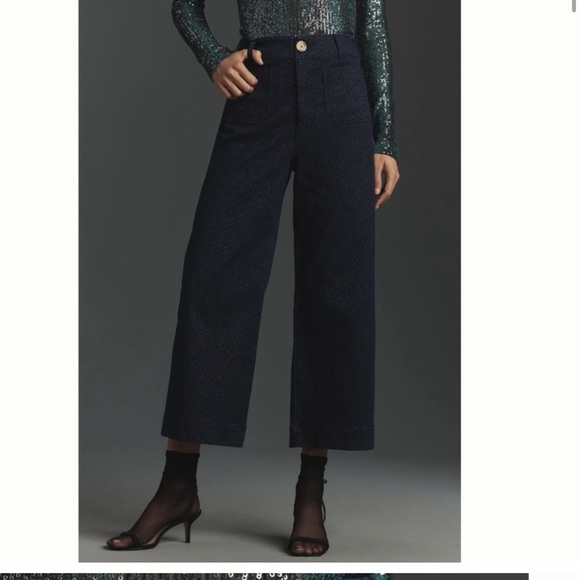 Anthropologie Denim - Anthropologie Maeve The Colette Sparkle Denim Cropped Wide Leg Jeans Sz 16W